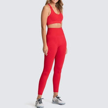 将图片加载到图库查看器，Seamless Gym Set Nylon Woman Sportswear 2 Piece Exercise Leggings
