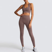 将图片加载到图库查看器，Seamless Gym Set Nylon Woman Sportswear 2 Piece Exercise Leggings
