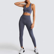将图片加载到图库查看器，Seamless Gym Set Nylon Woman Sportswear 2 Piece Exercise Leggings
