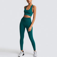 将图片加载到图库查看器，Seamless Gym Set Nylon Woman Sportswear 2 Piece Exercise Leggings
