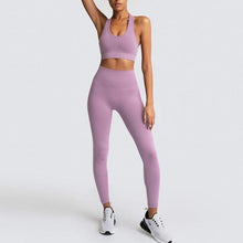 将图片加载到图库查看器，Seamless Gym Set Nylon Woman Sportswear 2 Piece Exercise Leggings
