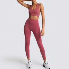 将图片加载到图库查看器，Seamless Gym Set Nylon Woman Sportswear 2 Piece Exercise Leggings
